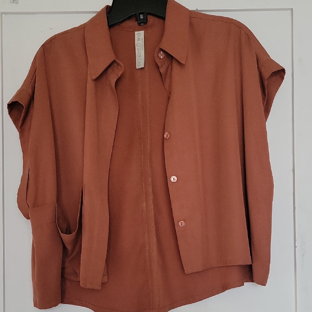 Eve Gravel Terracotta Button-Up Shirt